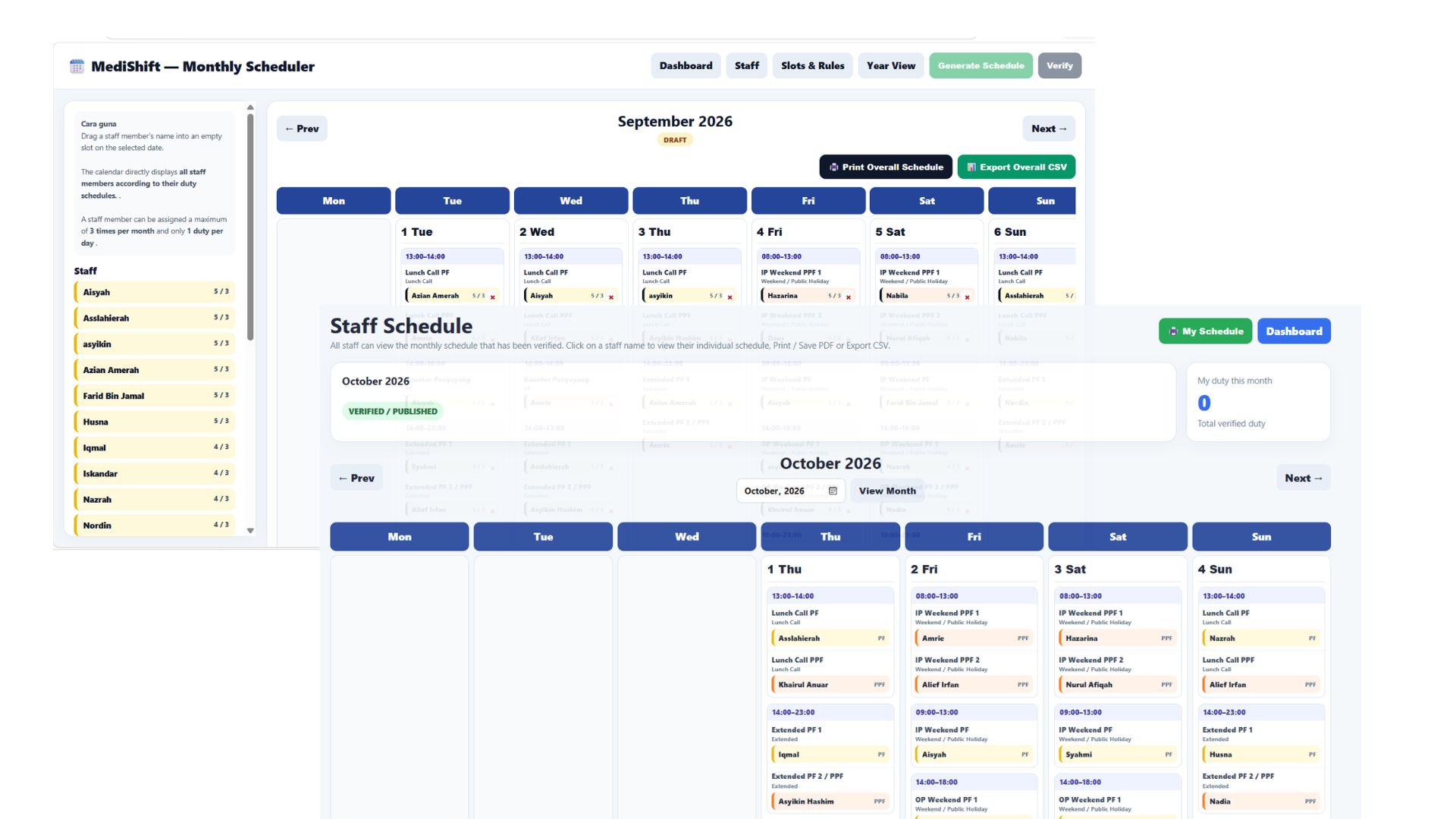 MediShift Schedule